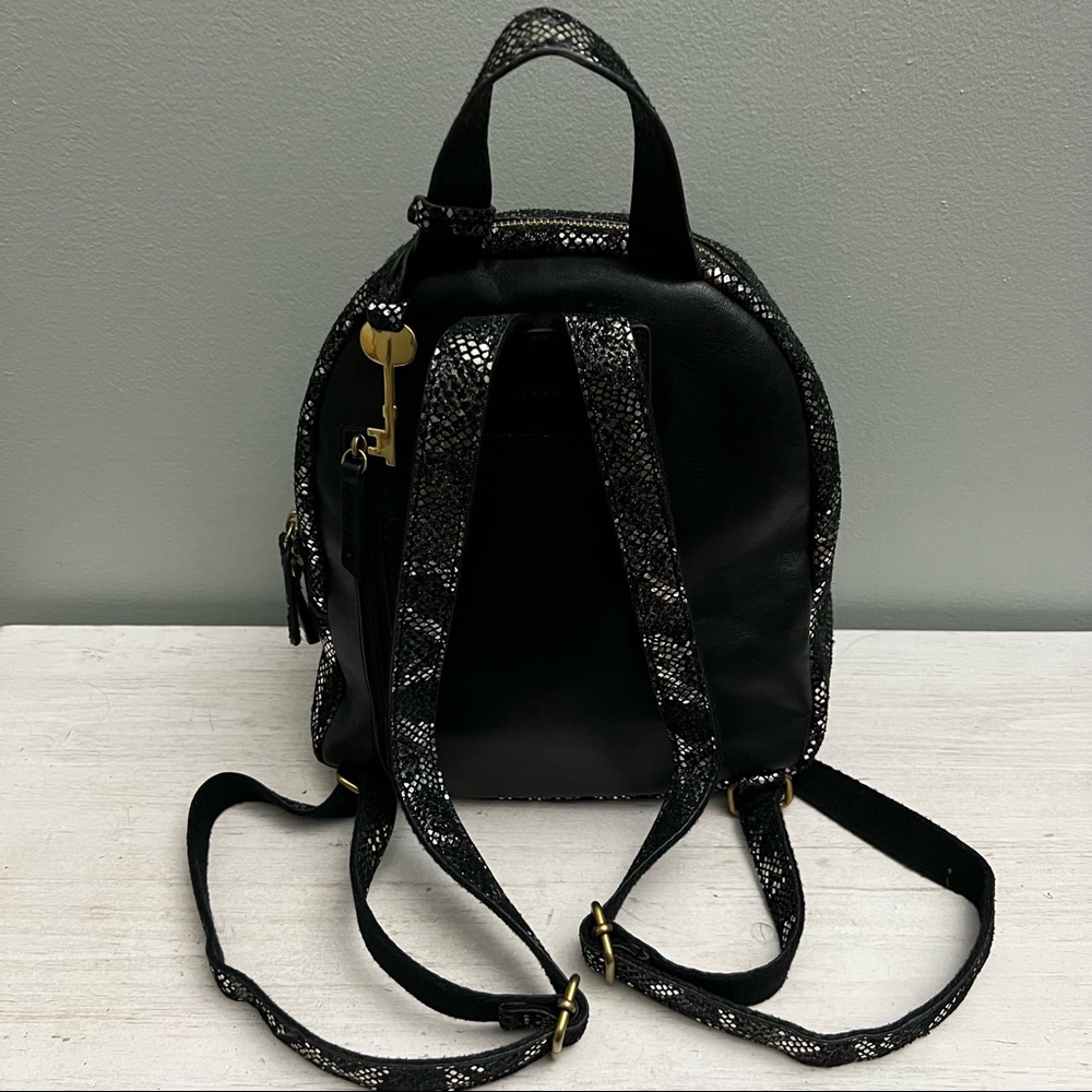 Fossil Megan Leather Metallic Snakeskin Mini Backpack - Picture 3 of 16